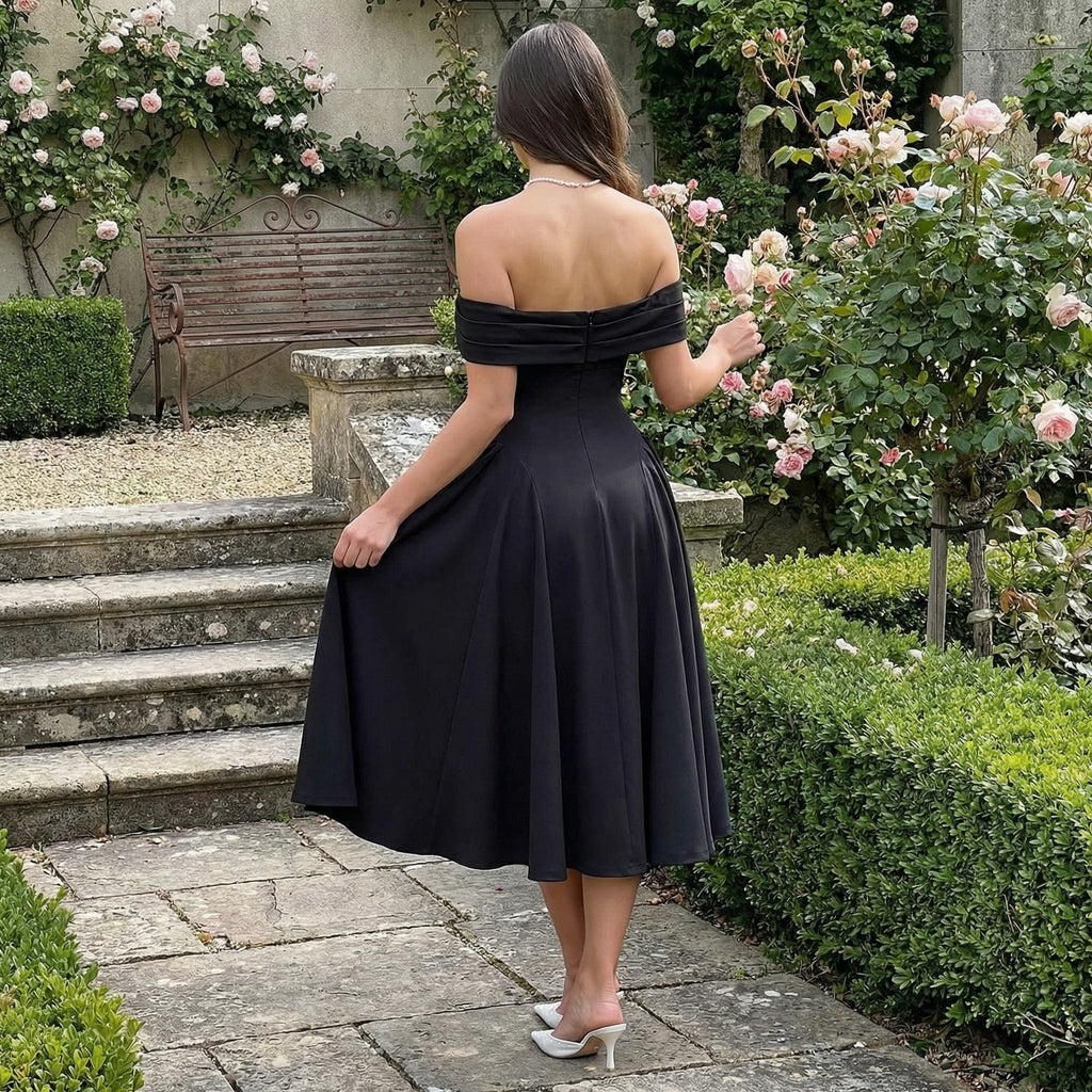 Tahlia - Off-Shoulder Pleated Midi Dress