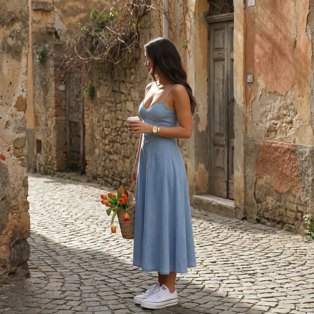 Calla - Denim Midi Dress