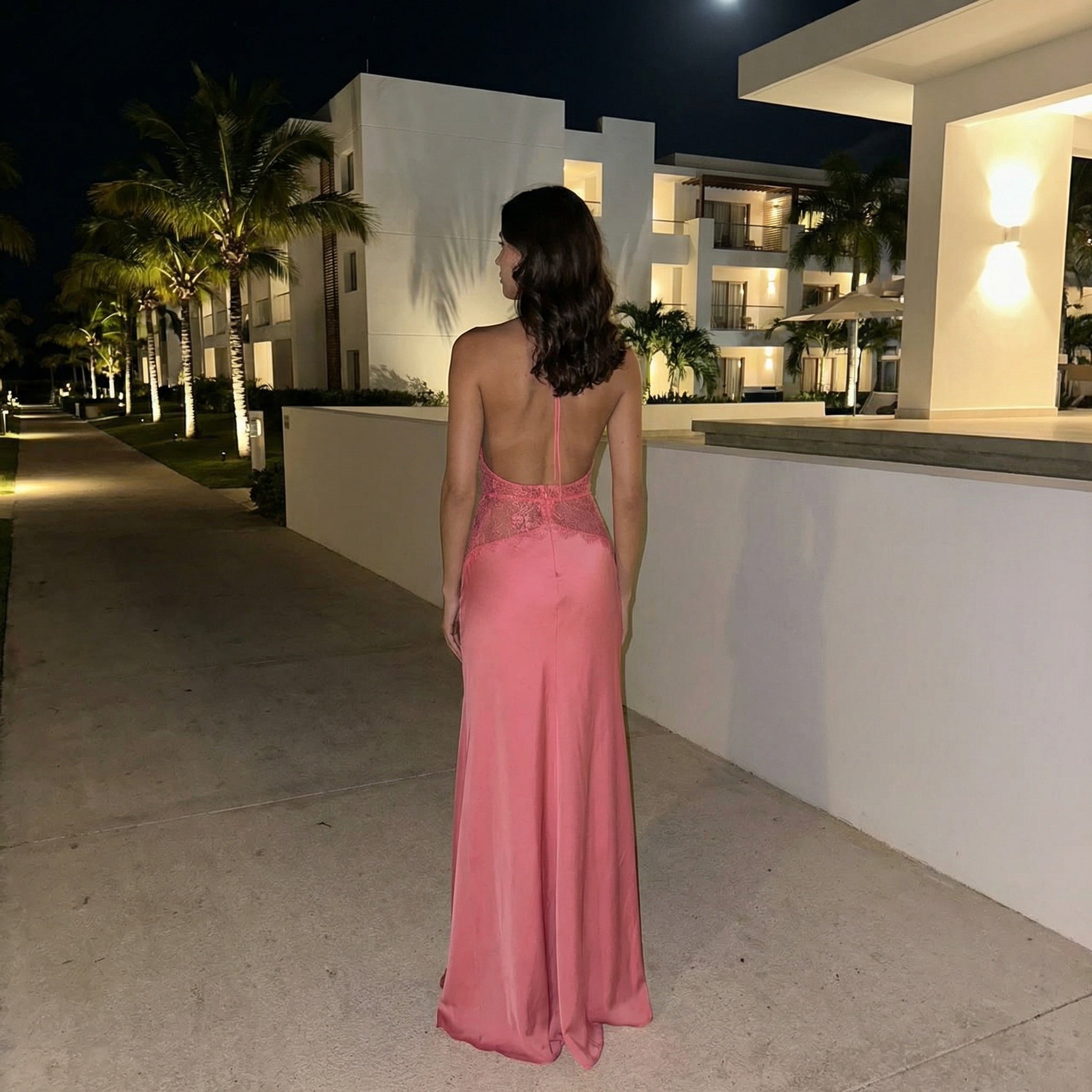 Avery - Lace Halter Maxi Dress