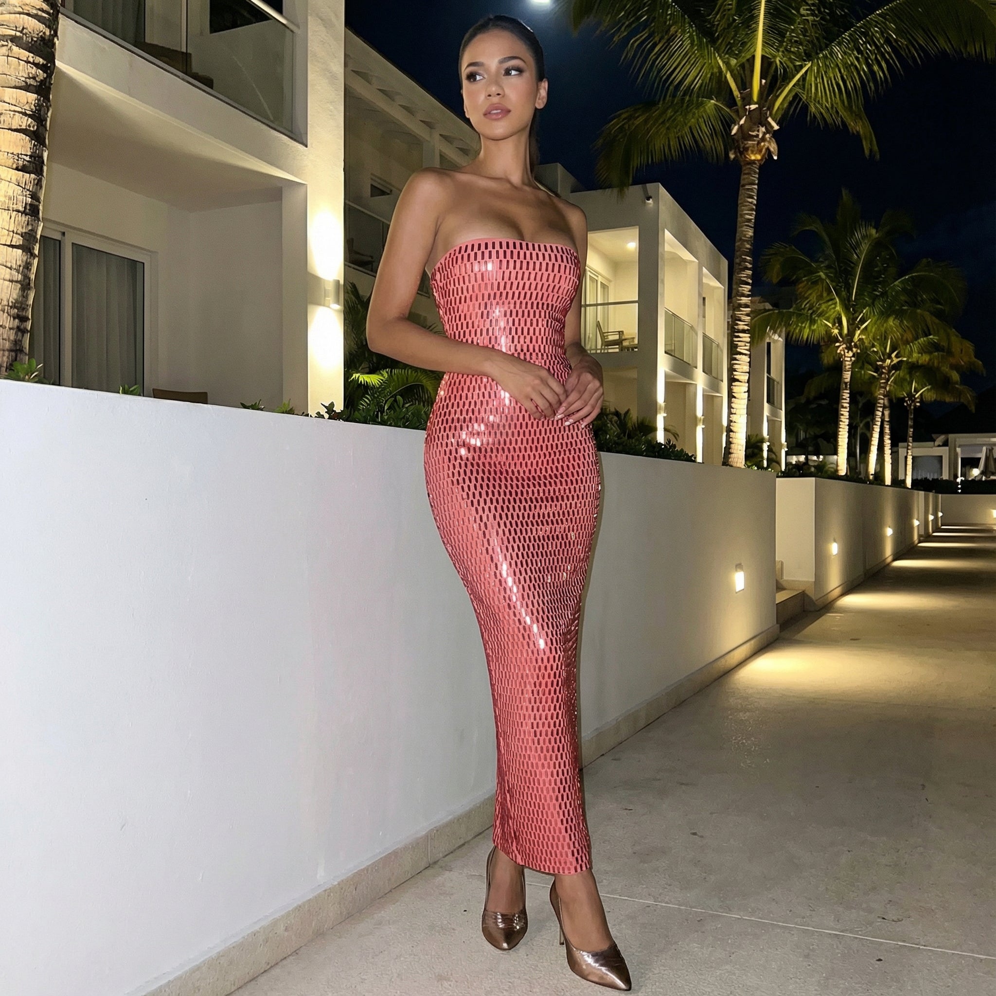 Aurora - Embellished Mesh Maxi Dress